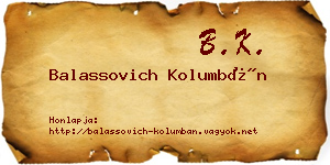 Balassovich Kolumbán névjegykártya